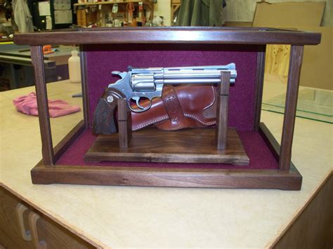 Pistol/Gun Display Case Wood and Glass Walnut Maple