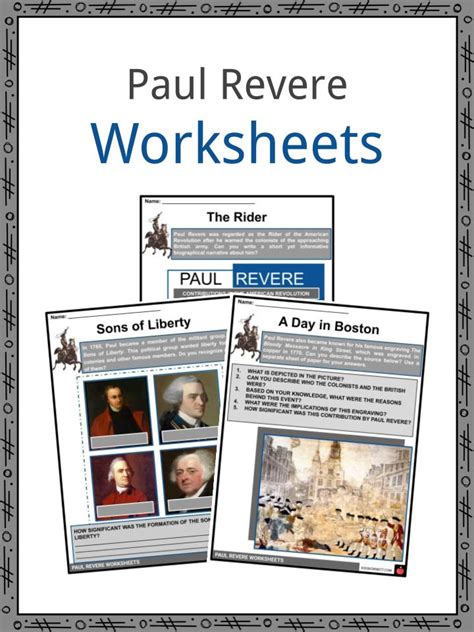 Paul Revere Biography, Facts and Worksheets For Kids