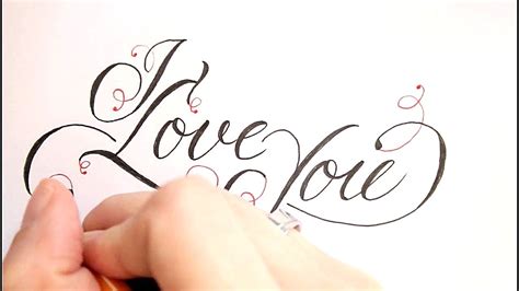 how to write cursive fancy letters - I love you - easy version - YouTube