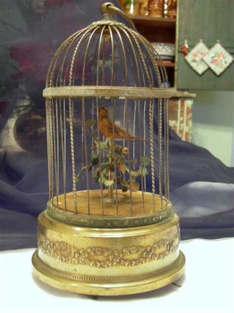 Singing Bird C1900 | Antique French Mechanical Automated Bird Music Box Brass Cage