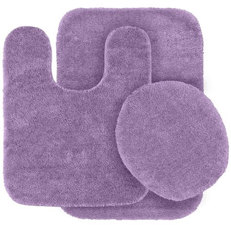 Garland Rug Traditional Purple 21 in. x 34 in. Washable Bathroom 3 Piece Rug Set-DEC-3PC-09 ...