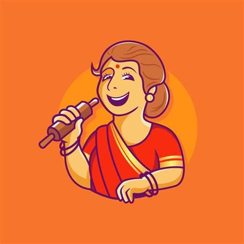 Premium Vector | Traditional indian mother cooking chef vector | Cartoon drawings, Food ...