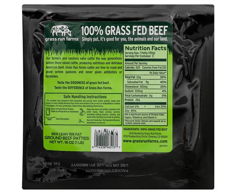 Grass Fed Ground Beef Patties (85%|15%) | Grass Run Farms