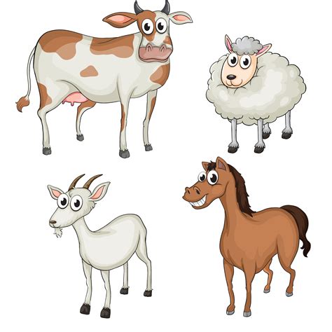 Farm Animals Vector Cartoon