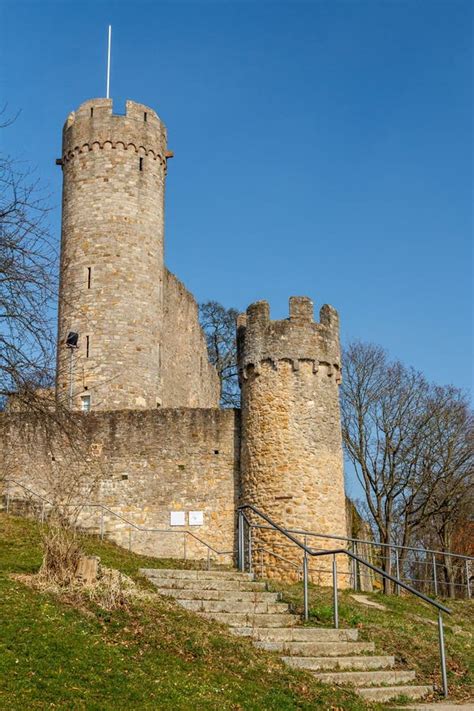 Medieval Castle Ruins in Heppenheim Town Stock Photo - Image of pink ...