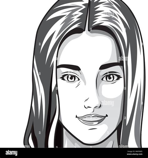 Pop art beautiful woman face smiling in black and white Stock Vector Image & Art - Alamy