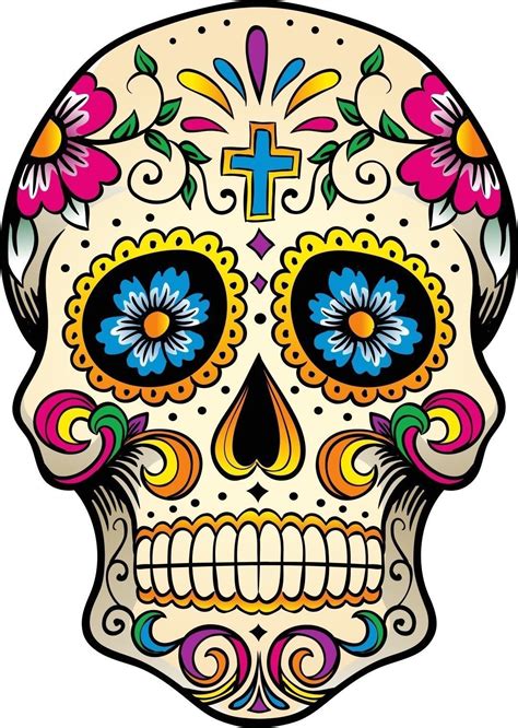 Mexican Sugar Skull Self Adhesive Vinyl Sticker | eBay | Sugar skull ...