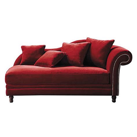 Velvet chaise longue in red Scala | Maisons du Monde