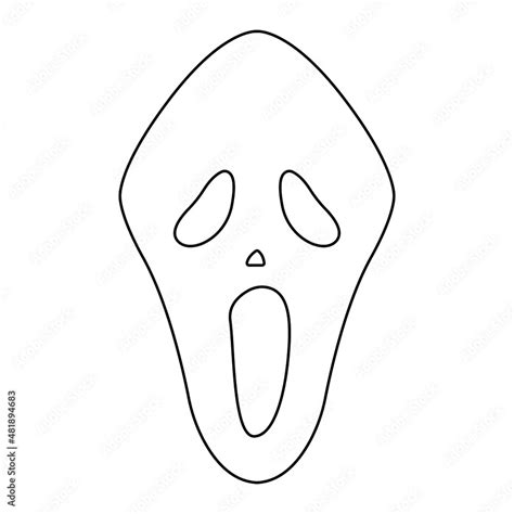 Scream Face Mask Vector art. Black and white. White background. Line ...