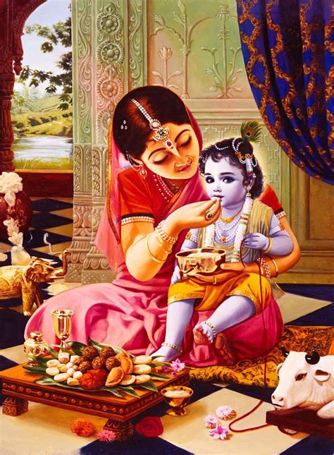 Mother Yasoda Feeding a Young Lord Krishna in Vrindavan