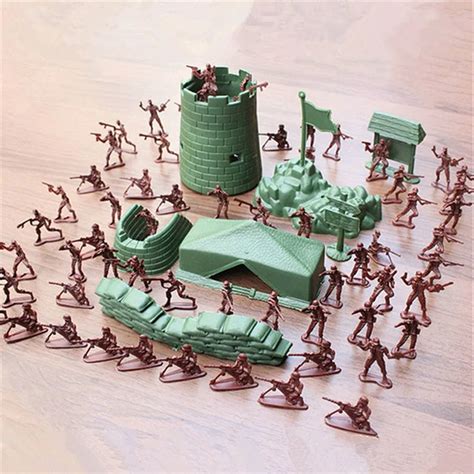 JIMITU 100PCS/Set Army Combat Men Kid Toy 3CM Plastic Military Soldiers Figurine Action Figure ...