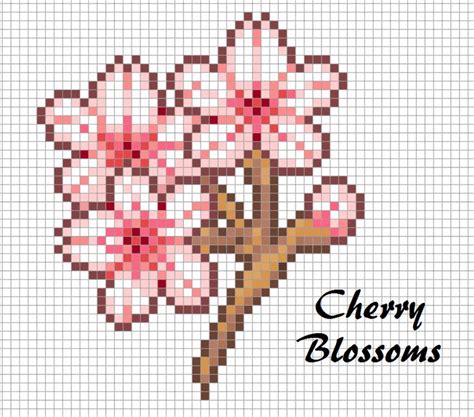 Cherry Blossoms Perler Bead Chart Pixel Art Design | Pixel art fleur, Pixel art minecraft ...