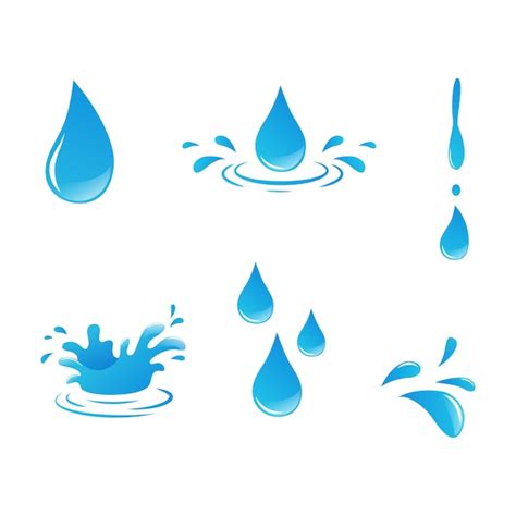 Premium Vector | Set of blue water drop icons isolated white background ...