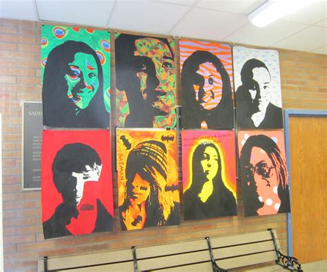 Create striking portraits. #portraitart | High school art room, School art projects, Art lessons