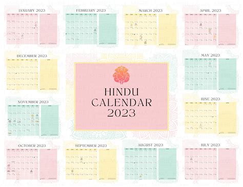 Hindu Calendar 2023 Includes Major Hindu Festivals & US - Etsy