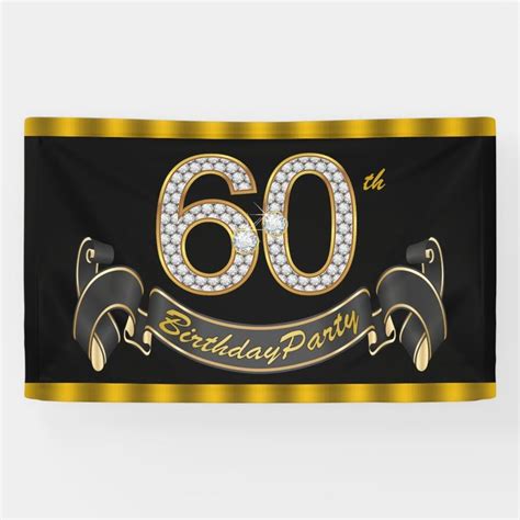 Black Gold 60th Birthday Party Banner | Zazzle | 60th birthday party, Birthday party banner ...