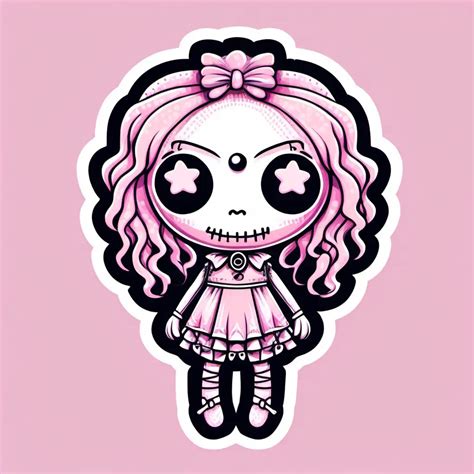 Adorable Pastel Pink Voodoo Doll Vector Sticker | MUSE AI