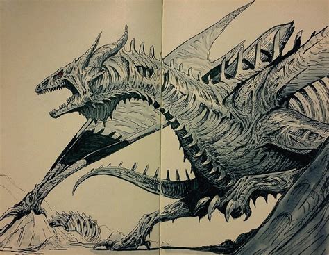 Inktober Day 9 - Zombie Dragon : r/drawing