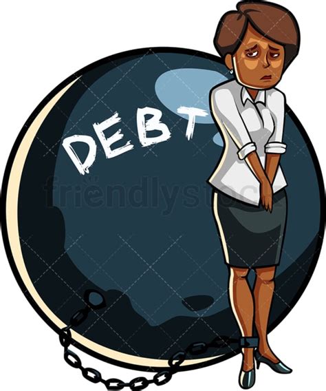 Black Woman In Debt Cartoon Vector Clipart - FriendlyStock