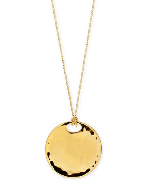 Robert lee morris Goldtone Hammered Circle Pendant Necklace in Metallic ...