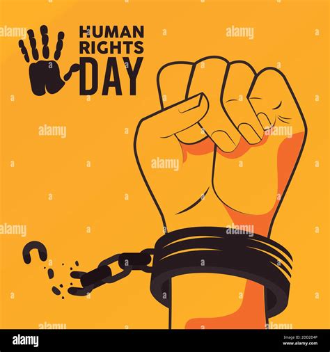 human rights day poster with hand breaking handcuffs vector ...