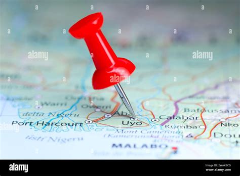 Uyo, Nigeria pin on map Stock Photo - Alamy