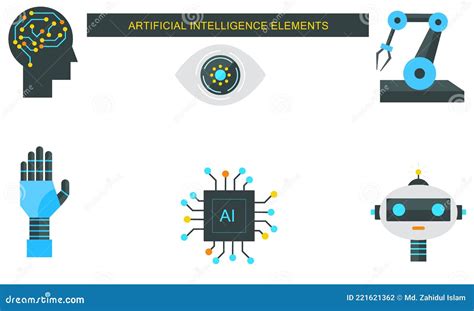 Artificial Intelligence Element Icons Stock Vector - Illustration of ...