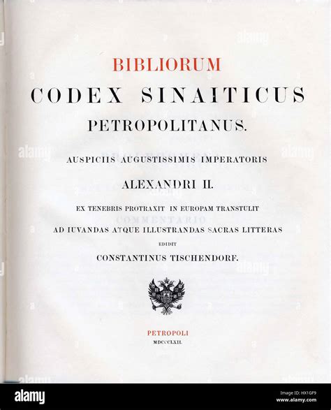 Codex Sinaiticus Petropolitanus (title Stock Photo - Alamy