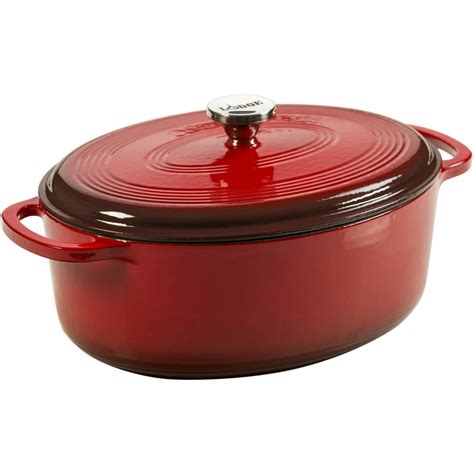 Lodge 7 Quart Oval Dutch Oven Enameled Cast Iron in Red, EC70D43 - Walmart.com - Walmart.com