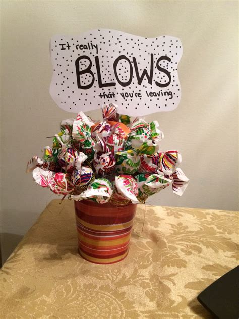 Going away decoration for coworker. Used this also as a party favor. Everyone gets a lollipop ...