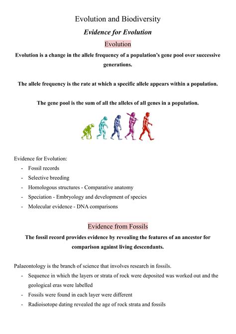 Evolution and Biodiversity Notes | Biology H2 - GCE A Level | Thinkswap