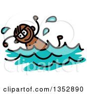 Clipart of a Happy Blond White Stick Boy Swimming - Royalty Free Vector Illustration by Prawny ...
