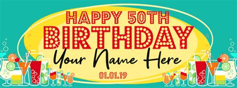 50th Birthday Banner Personalized Birthday Banner Happy - Etsy