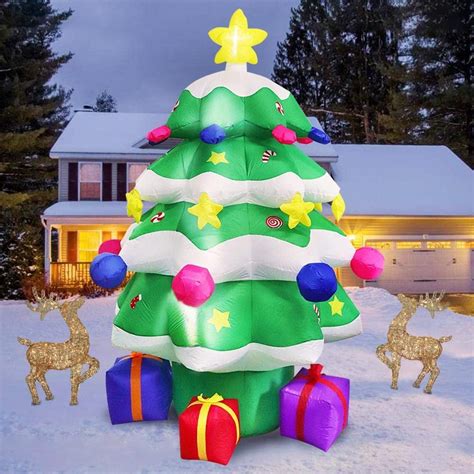 8 FT Giant Christmas Inflatables Tree Decorations with LED Lights Built ...