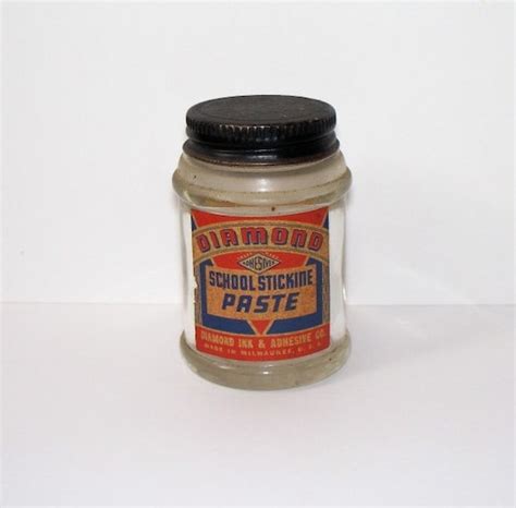 Vintage Diamond School Stickine Paste Jar by VintageSams on Etsy