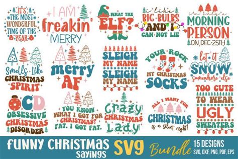 Funny Christmas Sayings SVG Bundle Graphic by CraftArtStudio · Creative ...