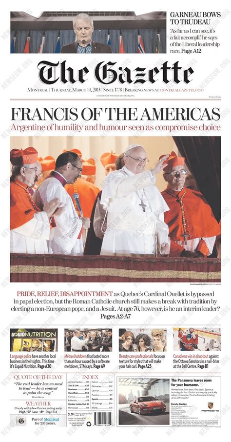 Montreal Gazette, published in Montreal, Canada | Jorge bergoglio ...