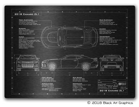 Chevrolet Camaro ZL1 Blueprint / Arte mural de aluminio - Etsy España