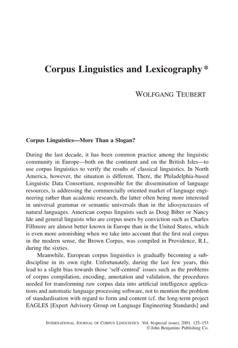 (PDF) Corpus Linguistics and Lexicography