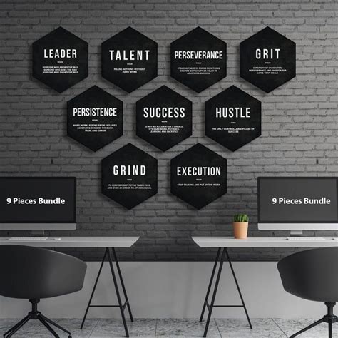 Hexagon Canvas Prints Bundle Office Decor Motivational Modern - Etsy | Office wall design, Work ...