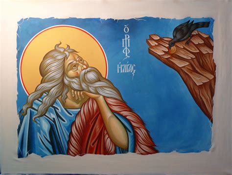 St. Elijah the prophet, hand painted canvas fragment by Georgi Chimev ...