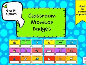 Classroom Monitor Job Badges by Not All Talk Speech Pathology | TpT