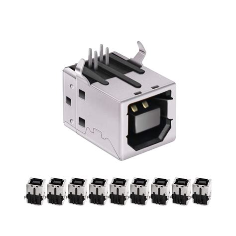 Buy USB Female Type-B Port 4-Pin Right Angle PCB DIP Jack Socket 10 Pack by MXRS Online at ...