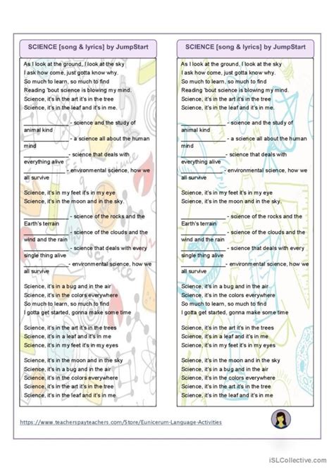 Science song & lyrics by JumpStart s…: English ESL worksheets pdf & doc