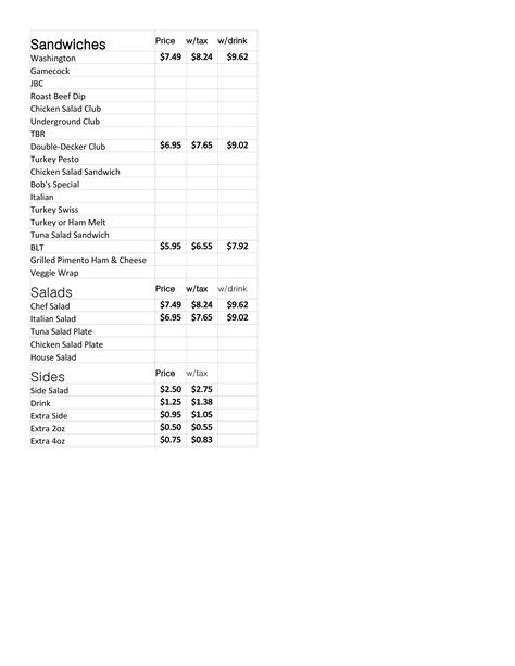 Swanson's Deli Menu, Menu for Swanson's Deli, Columbia, Columbia - Urbanspoon/Zomato