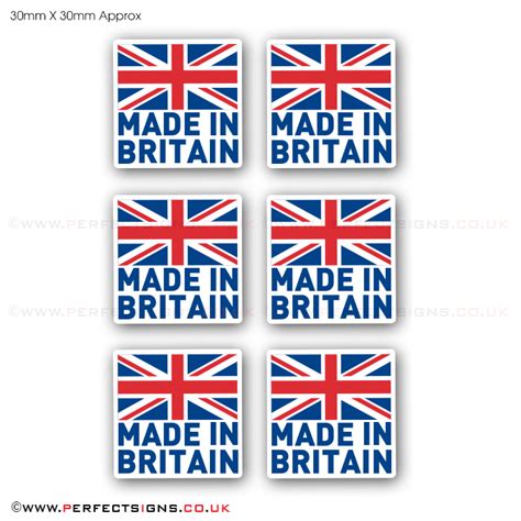 Made In Britain GB Flag Pack of 6 Small Stickers