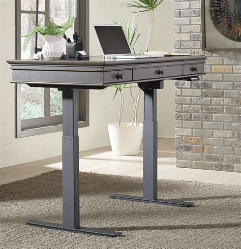 Oxford 60 Inch Adjustable Lift Desk (Peppercorn) Aspenhome | Furniture Cart