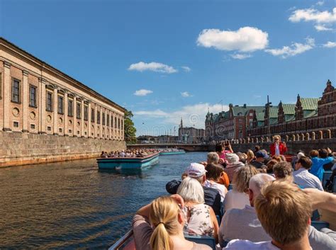 Canal Cruise with Tourists on Board Along the Canal, Nyhavn, Copenhagen ...