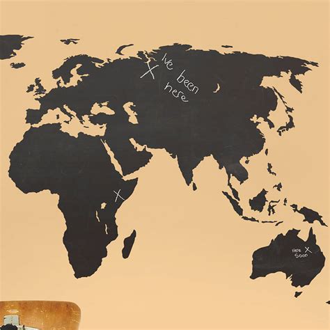 chalkboard world map wall sticker by the binary box | notonthehighstreet.com