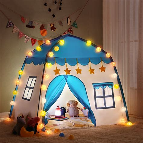 Lowestbest Portable Kids Play Tent, Castle Large Teepee, Fabric Children Playhouse for Indoor ...